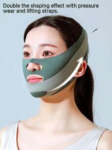 V-Shape Face Lifting Chin Shaping Bandage, Face Mask To Prevent Sagging - Green - View 4