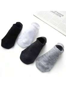 5 Pairs Women's Casual Round Toe Loafer Socks - White - View 2
