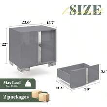 23.6" Modern Nightstand With Drawers – High Gloss UV Finish & Electroplated Pull Handle, Bedside Table For Bedroom - 灰色 - 查看 2