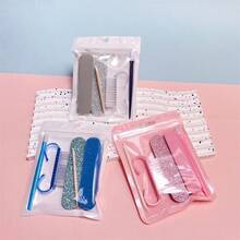 5pcs/Set Manicure And Pedicure Set, Mini Nail File And Orange Stick Set, Double-Sided Disposable Nail File, Wooden Cuticle Pusher, Nail Cleaning Tools, Nail Brush - Multicolor - View 6