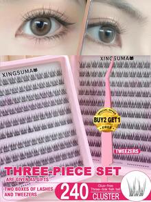 240/120 簇无需胶水无需卸妆单根睫毛 10/11/12mm 混合簇 C 0.07 自然外观 DIY 睫毛延长假睫毛自然簇 Cosplay 睫毛 10 排无需胶水睫毛自然长假睫毛簇适合女性眼睛睫毛簇、睫毛簇、单根睫毛、睫毛、假睫毛 - 黑色 - 查看 9