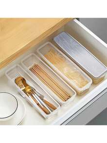 5pcs/3pcs/1pc Transparent Covered Rectangular Food Storage Boxes, Reusable Plastic Fridge Organizers To Preserve Freshness, Suitable For Scallions, Ginger, Garlic, Cilantro, Pasta, Eggs, Space-Saving And Tidy, Hand Washable, Essential Kitchen Item - Multicolor - View 8