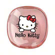 Sanrio 1pc Hello Kitty Premium Transparent Denture Box, Durable Matte Finish, Portable Denture Storage Case, Odorless Personal Care Accessory, Suitable For Travel And Storage For Women Storage Organizer Travel Essentials Back To School Dormitory Storage
