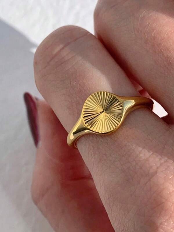 Wavy Ring, Stainless Steel Gold Plated Textured Ring