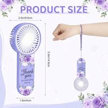 12 piezas Favor de boda Pequeño abanico personal portátil Abanico de mano mini Abanicos a granel pequeños Abanicos lindos para invitados Mujeres y hombres Viaje Campamento Diseño floral morado - Floral púrpura - Ver 3