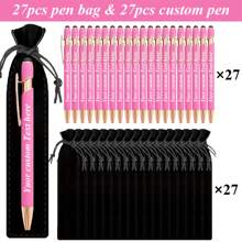 27pcs Customized Luxury Soft Touch Pens With 27 Black Pencil Cases, Rubber Round Ballpoint Pens, Personalized Writing Tools, Suitable For Engraving Names And Company Websites, Ideal For Men, Anniversary, Christmas, School Supplies, Birthday Gifts, Stationery, Back To School