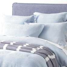 Sky Blue Waffle Cotton Jacquard Quilt Cover Set - Elegant Queen Bedding Collection By Renee Taylor