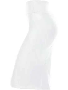 Faux Leather Skirts For Women High Waisted Leather Bodycon Pencil Skirt - Da giả màu trắng - Xem 2