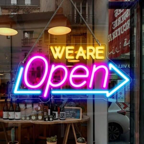 LED Neon "WIR SIND GEÖFFNET" Schilder, 16''x 7.8'' Offenes Schild für Geschäfte, ultrahell leuchtende Neon Offenes Schild elektrisches Leuchtsignal für Läden, Bars, Restaurants, Shops, Wanddekoration