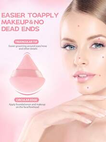 30/10/5/1 Triangular Powder Puff, Soft Makeup Powder Puff, Pink Powder Puff Pad, Used To Press Powder Foundation Make-Up, Facial And Eye Makeup Egg Sponge Tools, Multi-Purpose Reusable Facial Makeup Tools, Beauty Tools, Suitable For Powder, Concealer, Air Cushion, Foundation Make-Up, Bb Cream, Necessary For Family Travel - Multicolor - View 3