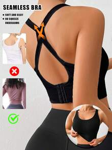 4pcs EssElegance High Support Sports Bra For Women With Padded & Mesh Panels, Bras For Women Breathable Stretch Fit For Yoga Running Training, Ultra-Soft Breathable Fabric - 彩色 - 查看 4