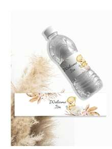 UNICCUT 客製化波西米亞風熊熊與芒草水瓶標籤，個性化姓名新生兒洗禮派對裝飾瓶貼，自黏式 - 彩色 - 查看 7