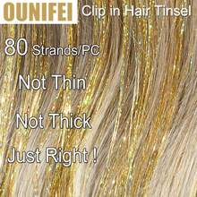 24-Inch Shiny Hair Extensions Clip-In, Heat Resistant, Shiny Fairy Hair Accessories Suitable For Women, Girls, Applicable For Halloween - Gold - View 2