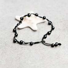 1 pezzo Cavigliera in stile boho minimalista in ossidiana, regolabile, con catena di perline intessuta a mano e accessori pendenti, accessorio leggero per piedi unisex adatto per uso casual e vacanze