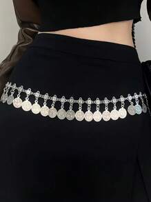 1 Stück Damen Boho Vintage Münze Metall Quaste Taille Kette Kleid, geeignet für Strand, Urlaubsparty, Geburtstagsfeier, Taille Dekoration