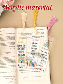 Marcador de página personalizado em acrílico, presente de agradecimento para professores, marcador de página em arco-íris, presente de agradecimento, presente de volta às aulas, presente para alunos e professores. Tamanho 12 x 3 cm.