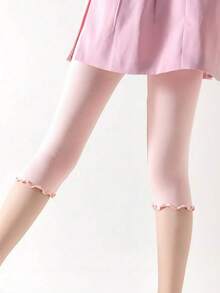 1/2/3 双女童可爱荷叶边针织紧身裤,有弹性,适合春、夏、秋季 - 彩色 - 查看 9