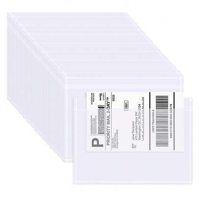 100PCS Shipping Label Sleeves, 7.5" X 5.5" Packing Slip Pouches, Packing List Envelopes/Shipping Label Envelopes For Mailing, Packing List, Packaging, Protective Documents