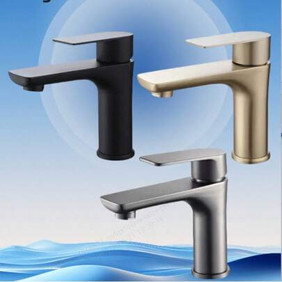 1pc Stainless Steel Hot & Cold Water Faucet, Bathroom Sink Faucet, Washbasin, Vanity Faucet, Home Bathroom Plumbing Fixture