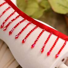 1 Peça Acessório Decorativo Feito à Mão com Pingente de Cristal, Borla de Contas, Renda, DIY para Roupas, Saia de Palco, Cortina Doméstica, Toucado, Vestido de Dança Latina, Decoração de Costura