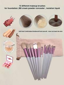 13 Makeup Brush Set Soft Bristle Brush + Cloth Cover Blush Brush Eye Shadow Brush Concealer Brush Contouring Brush Beauty Tool