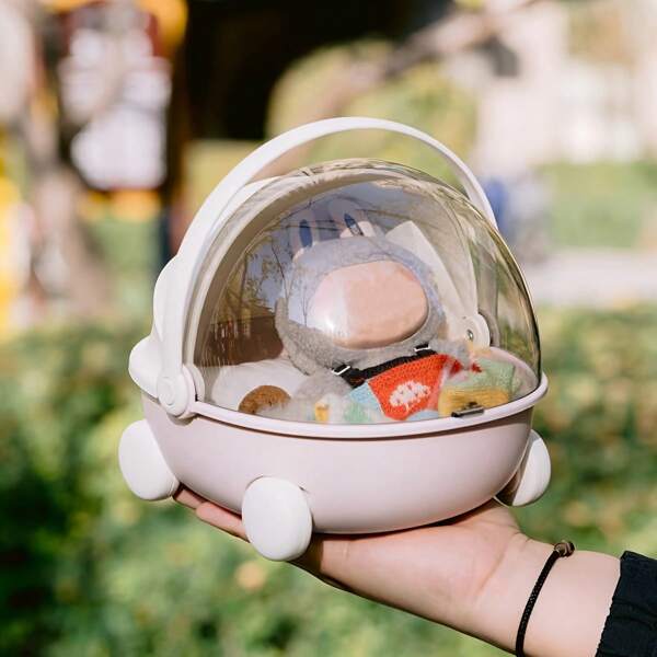 Portable Circular Carry Cradle Compatible With Labubu Breathable Mesh Sleep Pod With High Quality Design & Shoulder Strap For Collectible Dolls, Action Figures, Travel, Home Storage, Toys Collectible Storage Tote Box | Compact Cradle | Secure Closure