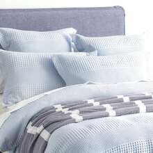 Sky Blue Waffle Cotton Jacquard Quilt Cover Set - Elegant Queen Bedding Collection By Renee Taylor