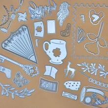 1 Pack Of 20pcs/50pcs Grey Metal Cutting Dies, Art Paper Carving Template, For Paper Card Making Scrapbook DIY Card Album Craft Decorative Metal Cutting Dies
