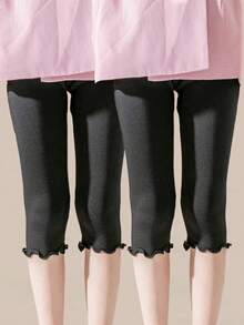 1/2/3 双女童可爱荷叶边针织紧身裤,有弹性,适合春、夏、秋季 - 彩色 - 查看 19