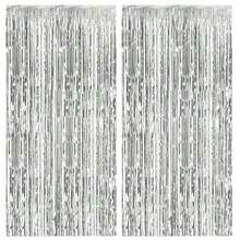 4 包铝箔窗帘背景银色金属丝箔流苏窗帘照片亭道具适用于生日婚礼订婚育儿室装饰婴儿洗礼单身派对圣诞节节日庆祝派对装饰、母亲节毕业季装饰、生日、单身派对、准新郎派对装饰 - 4 包 - 銀色 - 查看 8