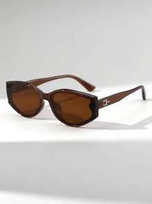 1 pereche de ochelari de soare la modă cu lentile ochelari de soare vintage pentru femei, versatili pentru stilul stradal, ținute zilnice, plajă, petrecere, rezistenți la vânt