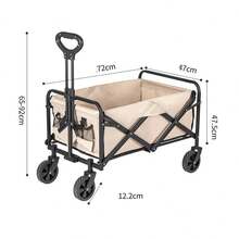 NetHong HI-Q Heavy-Duty Folding Fishing Cart With Tow Bar For Garden, Camping, Festival And Beach