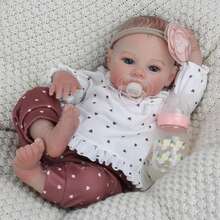 逼真重生婴儿娃娃，全乙烯基身体，18 英寸，栩栩如生，看起来像真实新生婴儿娃娃，解剖学上正确的玩具