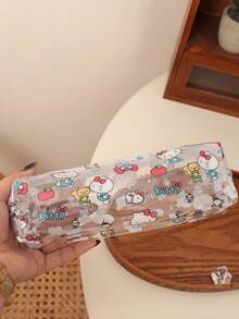 1pc Transparent Printed Cute Cartoon Stationery Pencil Case, Large Capacity Pencil Box, Back To School Gift - Multicolor - View 11