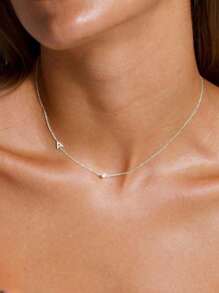 Tsnamer 1 件侧向首字母项链简约 26 个字母 A-Z 个性化名字颈链项链适合女士女孩搭配日常珠宝礼物 - 項鍊 - 查看 6