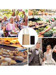 50个装带手柄棕色纸袋 - 礼品袋 - 带抽绳手柄的牛皮纸袋 - 21 X 11 X 27 厘米 - 适用于生日、婚礼、圣诞节和派对庆祝活动的牛皮纸袋