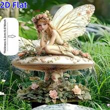 1 Stück 2D flache verzaubernde Fee und Pilzhaus Garten Deko - realistische Außendekoration, Pflanzkübel Landschaftsornament, bohemian romantischer Stil, multifunktionale Garten Kunst oder Geschenk