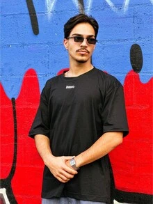 Kit 3 Oversized T-Shirts For Men And Women Unisex Streetwear Plain Academia Lumo Premium 100% Cotton - 黑色 - 查看 4