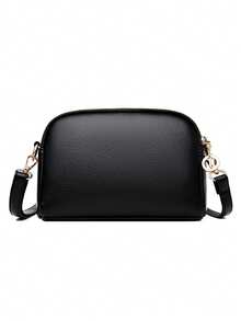 复古荔枝压纹斜挎包，复古 PU 皮革单肩包，女士百搭手提包和钱包 - 黑色 - 查看 5