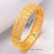 1pc Middle Eastern Style Luxury Bride Open Bangle Bracelet, Elegant Women Jewelry, Southeast Asia Accessories