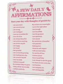 Room Decor Aesthetic A Few Daily Affirmations Motivational Wall Art Tin Metal Sign Pink Butterfly Wall Home Coffee Room Office Decor Gifts 8X12 Inches - A Few Daily Affirmations - 查看 7
