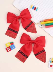 10pcs Back To School Hair Bows For Girls Sparkly Colorful Bow Alligator Clips Cute Sweet Pencil Hair Clips First Day Of School Barrettes New Semester Student Gift Hairpins Kids Hair Accessories