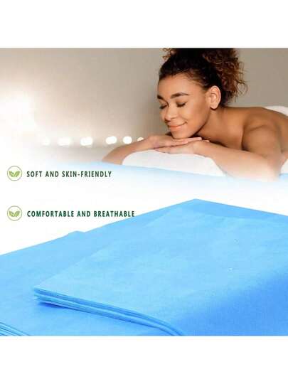 100 piezas/Paquete Sábanas desechables de tela no tejida, Cubiertas de cama de masaje de tela SPA, Adecuado para viajes, SPA, tatuajes, hoteles, salones, 31.5x71 pulgadas, Blanco/Rosa/Azul