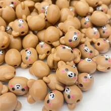 10pcs Acrylic Cartoon Fun Blush Bear Decorative Beads For Making Necklaces, Bracelets, Mobile Phone Chains, DIY Accessories, Good Friend Gifts, Family Gifts, Festival Gifts