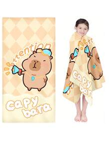 1PC Kids' Quick Drying Beach Towel - Fun Capybara Pattern, Super Soft Material