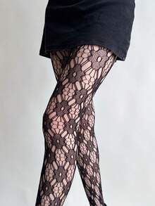 1/3 件性感蕾丝花镂空渔网连裤袜，提花网袜，适合日常穿着、派对、表演和礼物