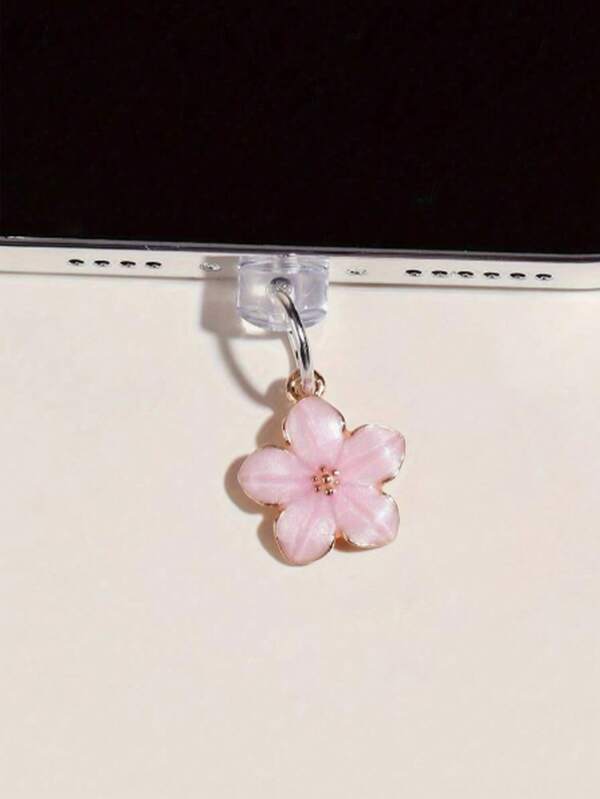 1pc Sakura/Cherry Blossom Design Charging Port Dust Plug, Exquisite Fresh Sweet Cute Fashion Alloy Pendant, Flowing Gloss Drip Oil Craft, Suitable For Spring And Summer Decoration, Phone, Tablet, Earphone, Kindle Charging Port Decor Accessory, Silicone Transparent Dust Plug, Suitable As A Small Gift, Protects Charging Port From Water, Moisture And Dirt, Compatible With IPhone Lightning/Type-C, Firmly Holds In Place