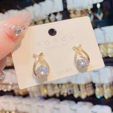 Exquisite Diamond-Studded Cross-Light Luxury Temperament Niche High-End Design Earrings - Vàng - Xem 7