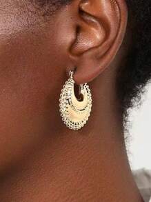1 paire de boucles d'oreilles de mode à forme d'ellipse asymétrique avec design de sac chance, convient pour le port quotidien pour les femmes