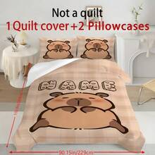 2/3 件套个性化姓名水豚卡通印花床上用品套装,床单套装 - 卧室系列,含 1 个被套和 1-2 个枕套,特大号床罩,床单,柔软亲肤涤纶,可机洗,可干洗。适用于家居和卧室装饰、大学宿舍必备、个性化礼物、房间装饰、双人床品、房间装饰用品、万圣节、多功能、装饰性强、可重复使用、精致、时尚、高品质、色彩丰富、现代、可定制、个性化、独特、送给他的理想礼物、送给她的理想礼物、送给男朋友、爸爸、女朋友、妈妈、家人、朋友、茶室、家庭、花园、办公室、周年纪念日、情人节、母亲节、生日、父亲节、毕业典礼、婚礼、乔迁之喜、家纺、圣诞节家居氛围、透气、轻便、柔软、温馨氛围 - 彩色 - 查看 17